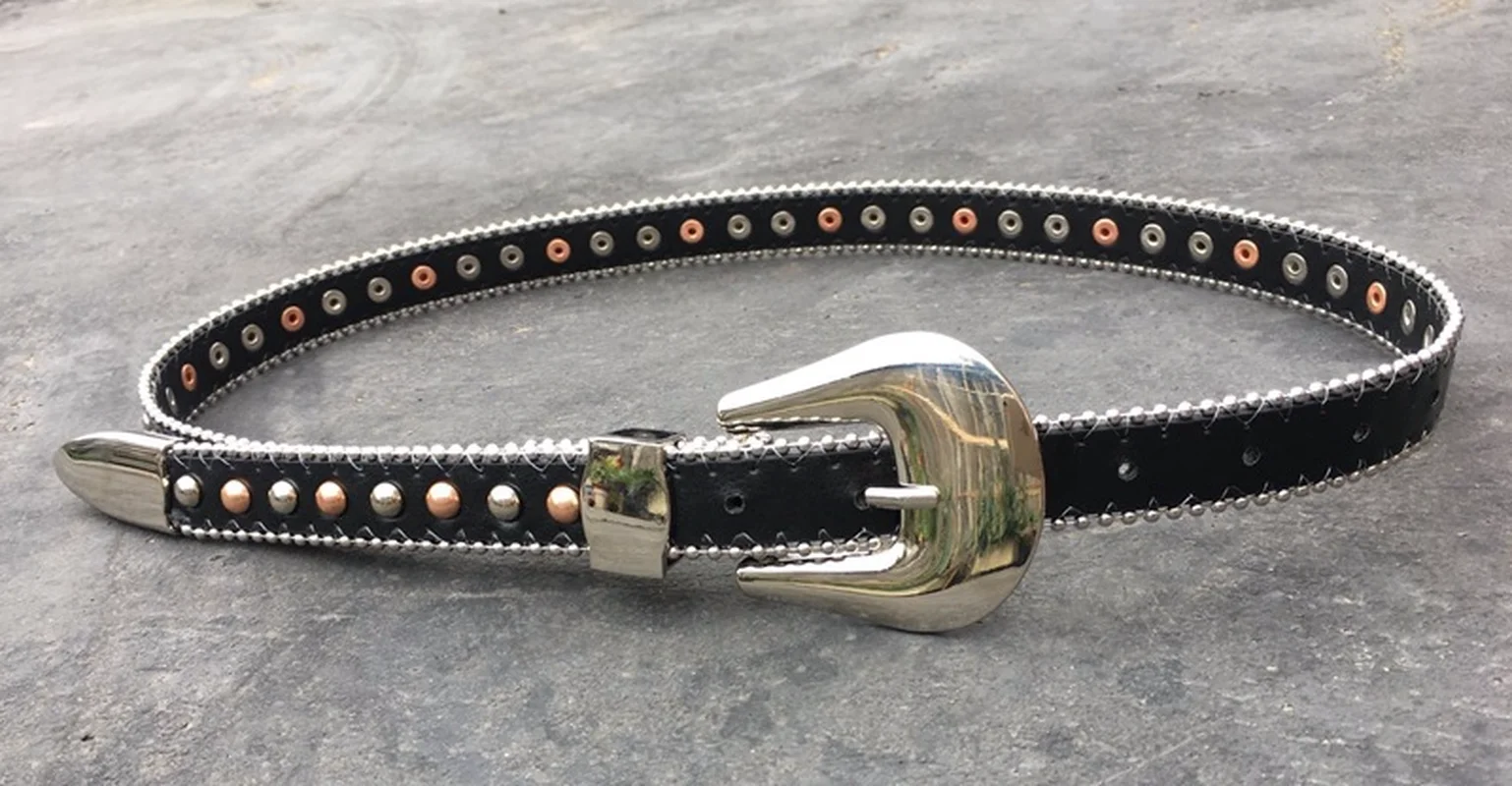 

2019 New Black Fashion Punk Women Belt Rivet Bead Belt Metal Belt Decorative Belt Jeans Street Beat Luxury Brand Free Shipping