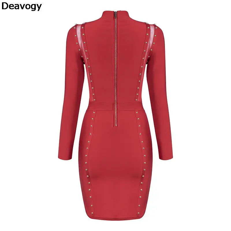 Deavogy Новинка 2017 года красные черные с длинным рукавом Элегантная Одежда высшего