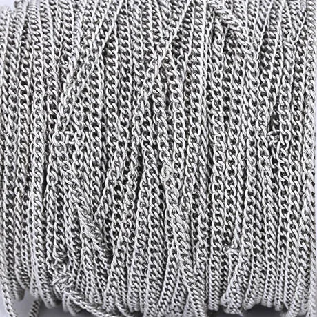 Rhodium 5 м металлические цепочки для изготовления ювелирных изделий родий/серебро/золото KC/черный/античная бронза цвет плоская цепочка DIY ожерелье Поиск поставщика - Цвет: Rhodium