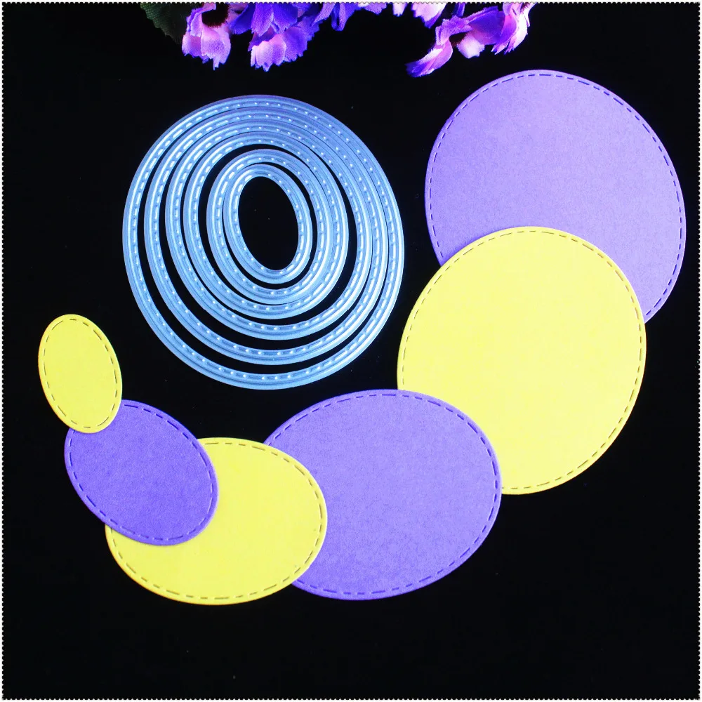 6 шт./компл. овальная рамка металлические Вырубные штампы рифленая бумажная карта