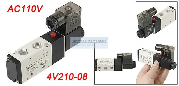 

Free Shipping 2/5 way 4V210-08 Inner Guide Pneumatic Solenoid Valves 1/4'' AC110V (factory)