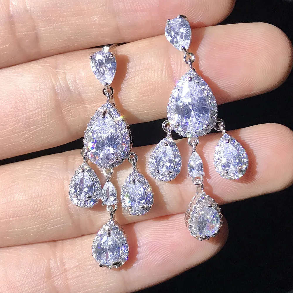 Комплект из колье и серёг гвоздиков с фианитом|jewelry sets|bridal setcrystal earrings necklace |