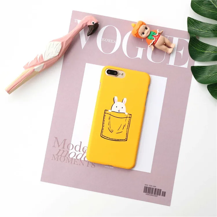 Чехол для iPhone 6 Plus 6S 7 8 Puls X XS с мультяшным животным карманом и кроликом пластиковый