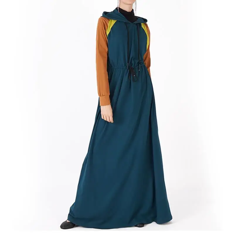 Peacock blue dress Весенний спортивный кафтан абайя Дубайский хиджаб мусульманское платье Турция джилбаб кафтан Рамадан Абая для женщин Elbise турецкая исламская одежда - Цвет: Peacock blue dress