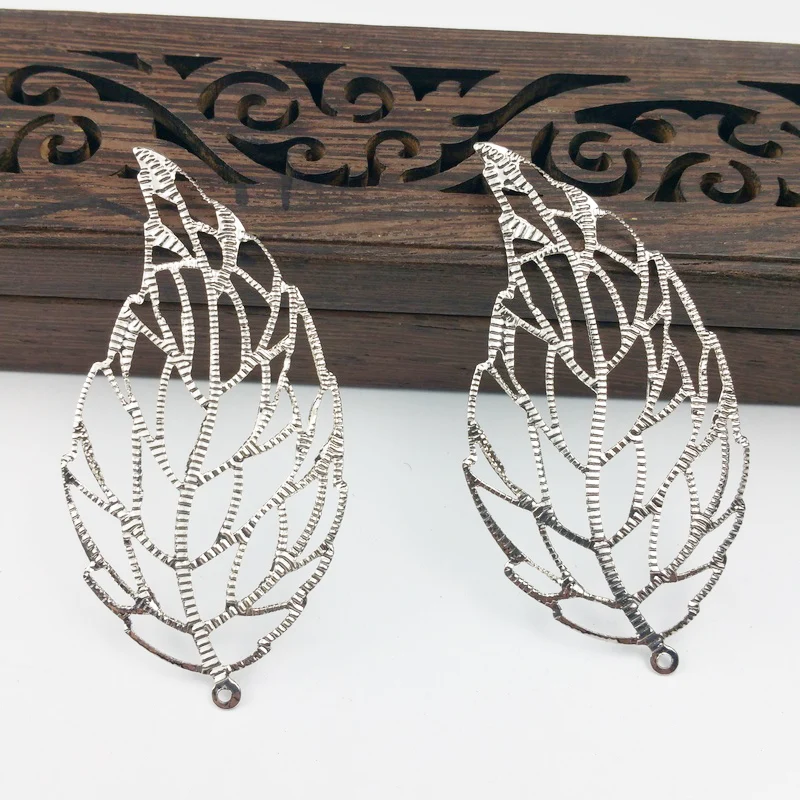 

20pcs 30x59 Filigree leaf Wraps Metal Charms For Embellishment Scrapbook DIY Jewelry Metal Craft Headwear accessories