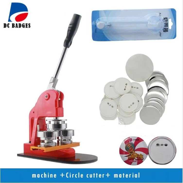 

Button Machine with 32/44/58mm round mould +Badge material + 3 pcs paper cutter