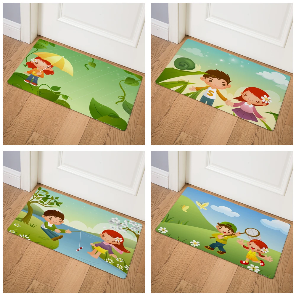Милые Мультяшные кожаные коврики из ПВХ для счастливого детского дня 46*76 см