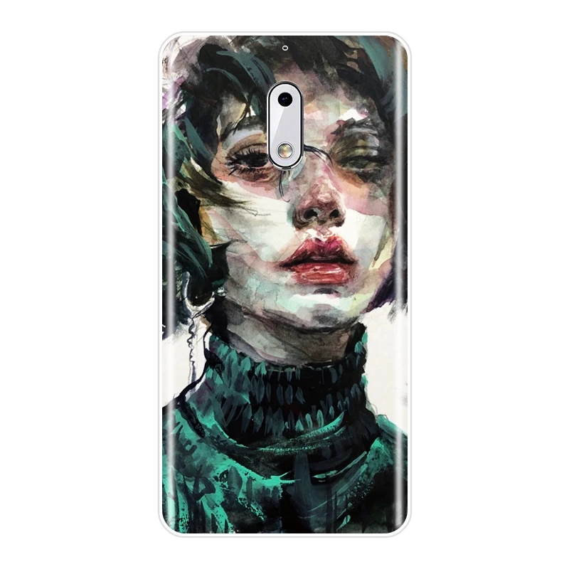 TPU Soft Silicone Phone Case For Nokia X6 7 Plus Art Girl Yellow Aesthetic Abstract Flower Back Cover 1 2 3 5 6 8 | Мобильные