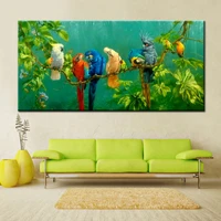 big size digital printed canvas painting colourful parrots print poster for living room wall art picture home decor gift