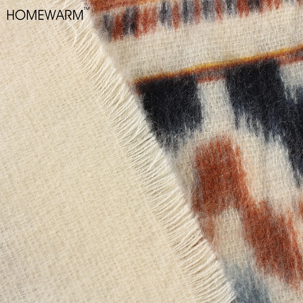 Модный квадратный шарф для женщин с геометрическим принтом зимний теплый