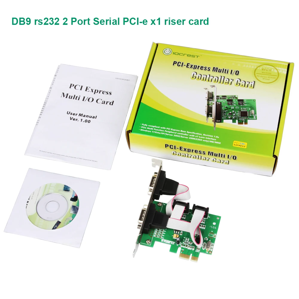 PCI e 2 Порты Последовательный rs232 db9 контроллер card 1 0x1 wch382 чип с низкий