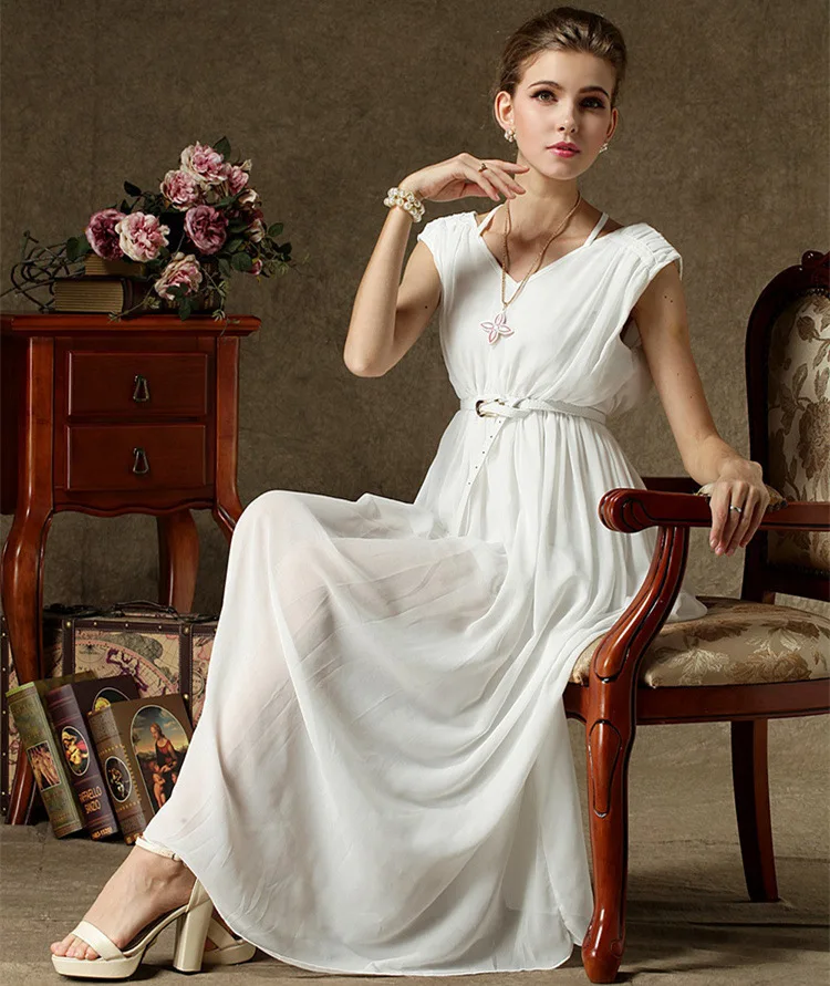 summer dress 2014 maxi long/Before and after the new Bohemian put on a large waist V -neck folds ladies lace d | Женская одежда