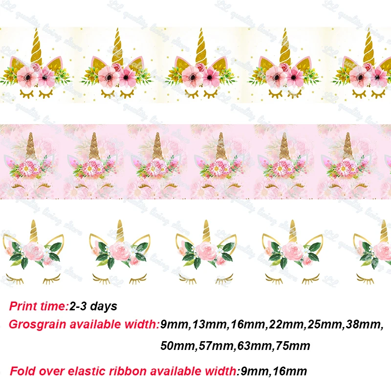 

Fashion unicorn printed groagrain ribbon handmade material wedding derections ribbons 50 yards/roll character grosgrain ribbon
