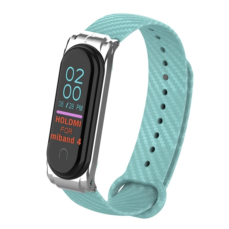YUEDAER высокое качество Mi Band 4 ремешок из мягкого кремния и углеродного волокна для Xiaomi Mi Band 4 ремешок металлический корпус браслет Miband4 черный синий