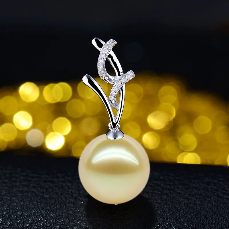 Настоящее 18 к белое золото 13ct пресноводный жемчуг кулон ожерелье Loverjewelry алмазные подвески для девочек