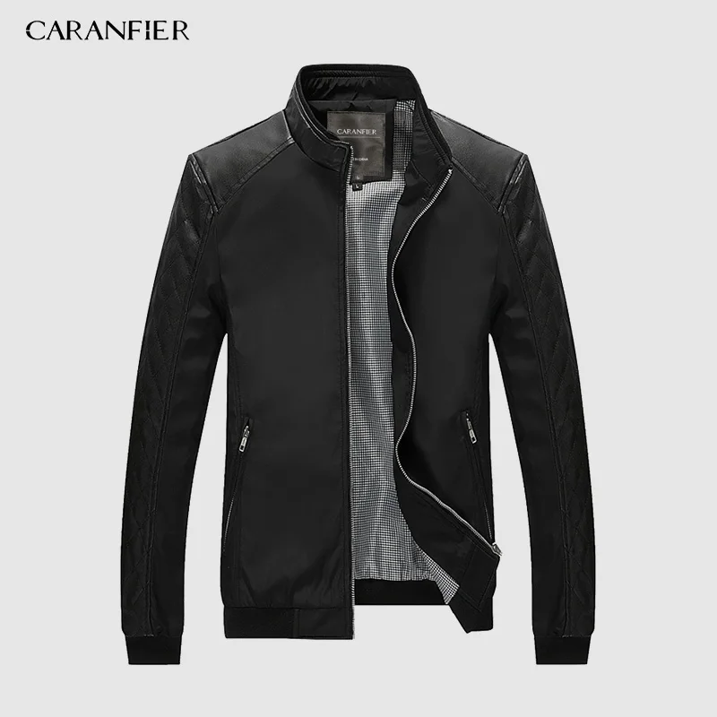 CARANFIER мужская кожаная куртка высокого качества модная мотоциклетная Стильная мужская деловая повседневная куртка ковбойская куртка M~ XXXL - Цвет: 6653 Black