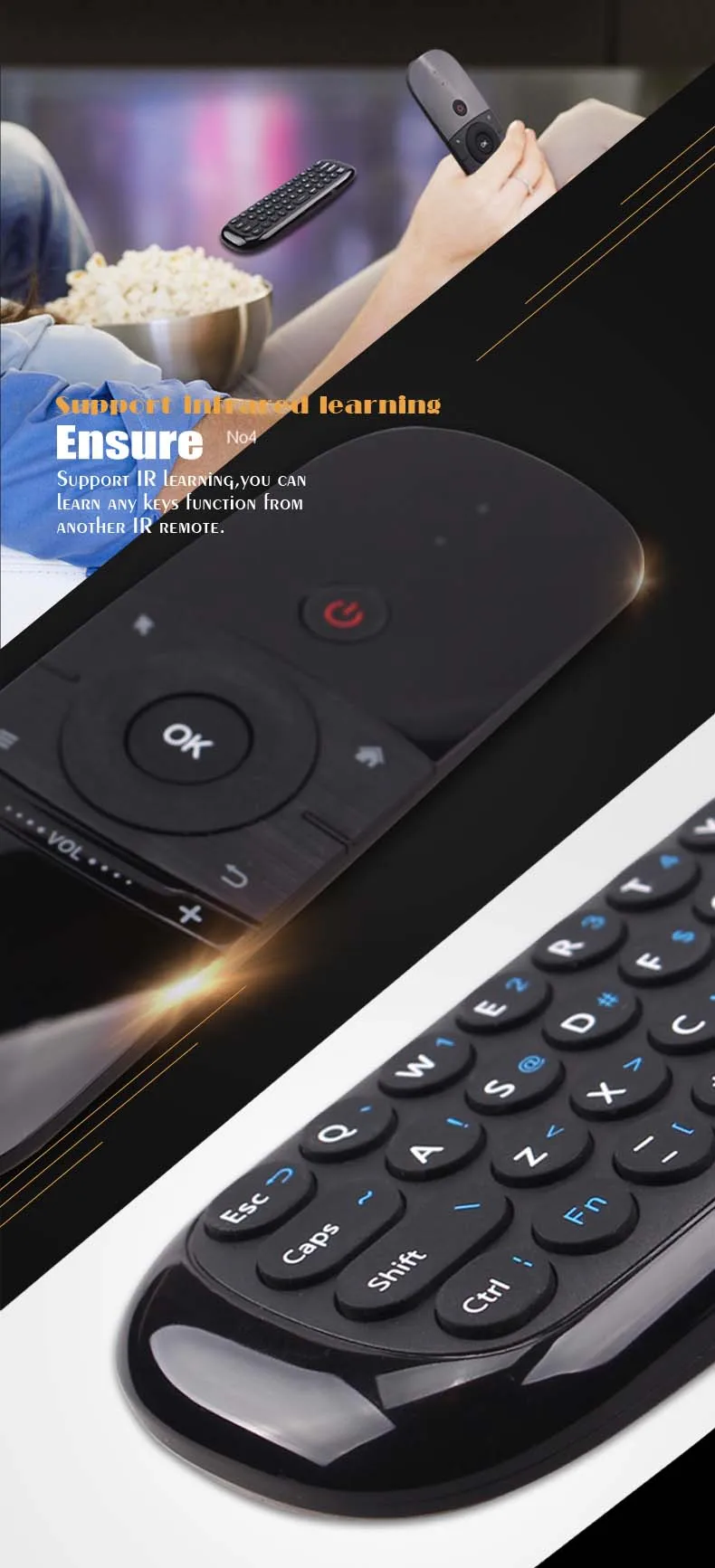 Беспроводная мышь Air mouse W1 с клавиатурой 2,4G Fly Air mouse Rechargeble Mini W1 пульт дистанционного управления для Android Tv Box/Mini Pc/Tv