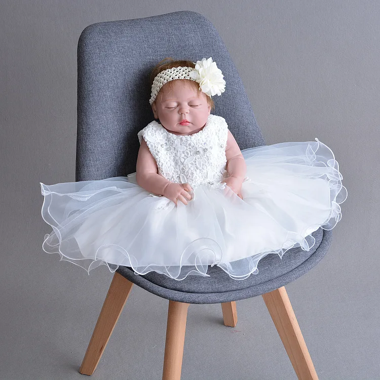 

Lifelike 23'' Newborn Doll Can Bathe Full Silicone Vinyl Reborn Dolls Baby wedding dress doll Xmas bebe Birthday Gifts for Girl