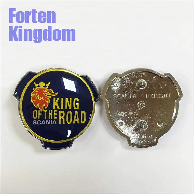 Forten Kingdom 1 шт. подходит Scania King Of The Road Синий хром логотип автомобиля Передняя решетка, эмблема на решетку 80 мм ABS грузовик значок 1401610