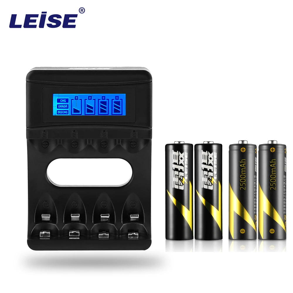 AA2500mAh аккумуляторная батарея 4 шт. 2A 1 2 V nimh с зарядным устройством слота ЖК дисплей