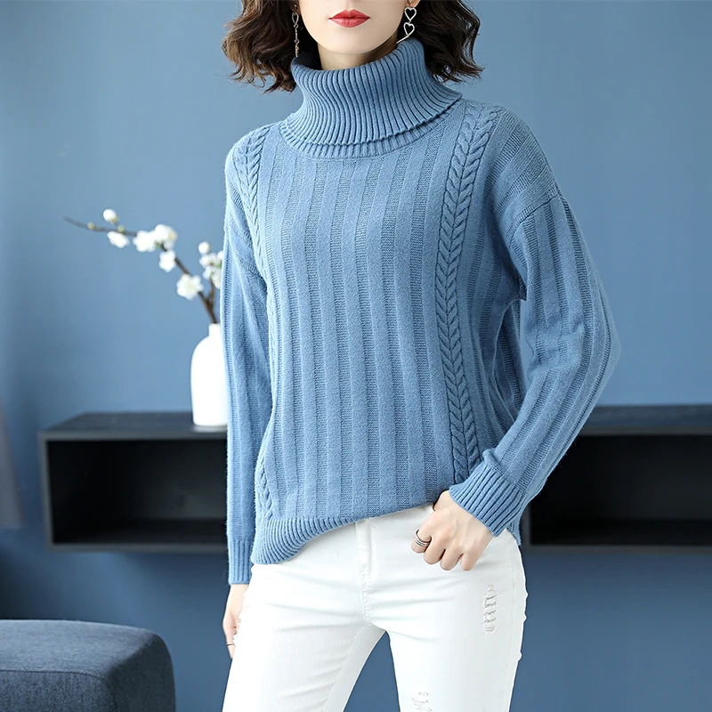 

Women Thick Cashmere Sweater High Collar Sweater Pullovers Elegant Turtleneck Lady Warm Sweater Long Sleeve