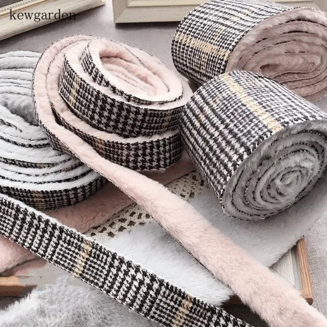 Kewgarden клетчатая плюшевая лента из кроличьего меха одинаковая стандартная с