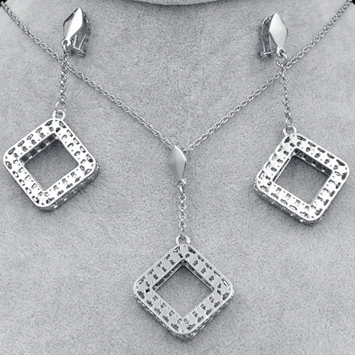 Earrings Necklace S Солнечный Электрический вездеход на ДУ Для женщин колье серьги кулон украшения наборы Star квадрат Макси ювелирные комплекты Dubai - Окраска металла: Earrings Necklace S