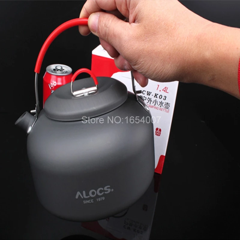 Alocs CW-K03 1.4L Портативный Алюминий Открытый посуда для пикника кемпинга удерживающий тепло чайник с теплообменником чайник-кофейник 210 г