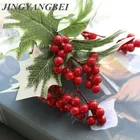 PE ягоды красные фрукты с листьями ягоды искусственный цветок красная вишня ветки искусственный цветок Рождественская елка Декоративный венок