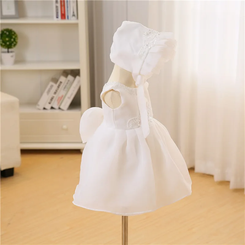 Новинка 2017 года платье для новорожденных девочек с шляпой и бантом бальное из