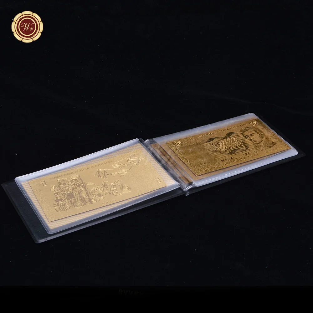 WR Art Crafts AUD Gold альбом для банкнот 24k 999 9 Золотая фольга 1 2 5 10 20 50 100 с сертификатом и