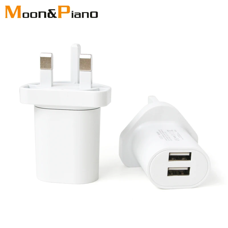 

1 PC UK Adapter Dual usb Interface Travel Power Plug 5V 2.4A Charger Adaptors Converter Connector UK Plug 3 Pin Socket White