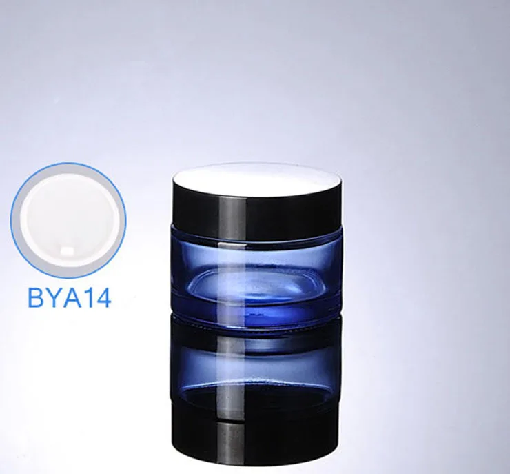 

300pcs/lot 50g(50ml) Blue Glass cream jar,Glass bottle with Black lids, cosmetic container,cosmetic packaging