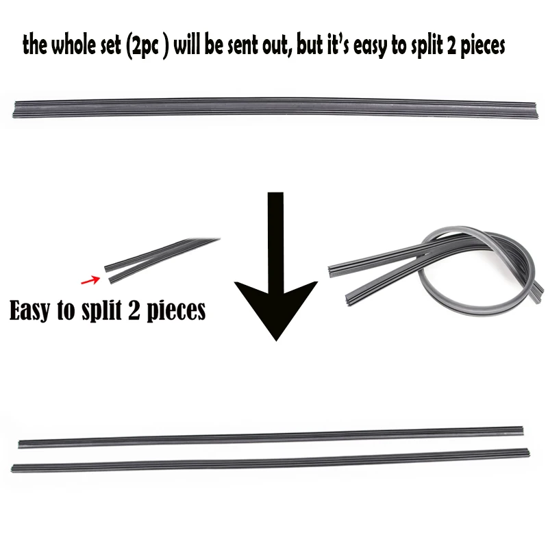 2Pcs/lot Universal AAA-Grade Auto Vehicle Insert Soft Rubber Strip Refill For Frameless Wiper Blades 6mm 26