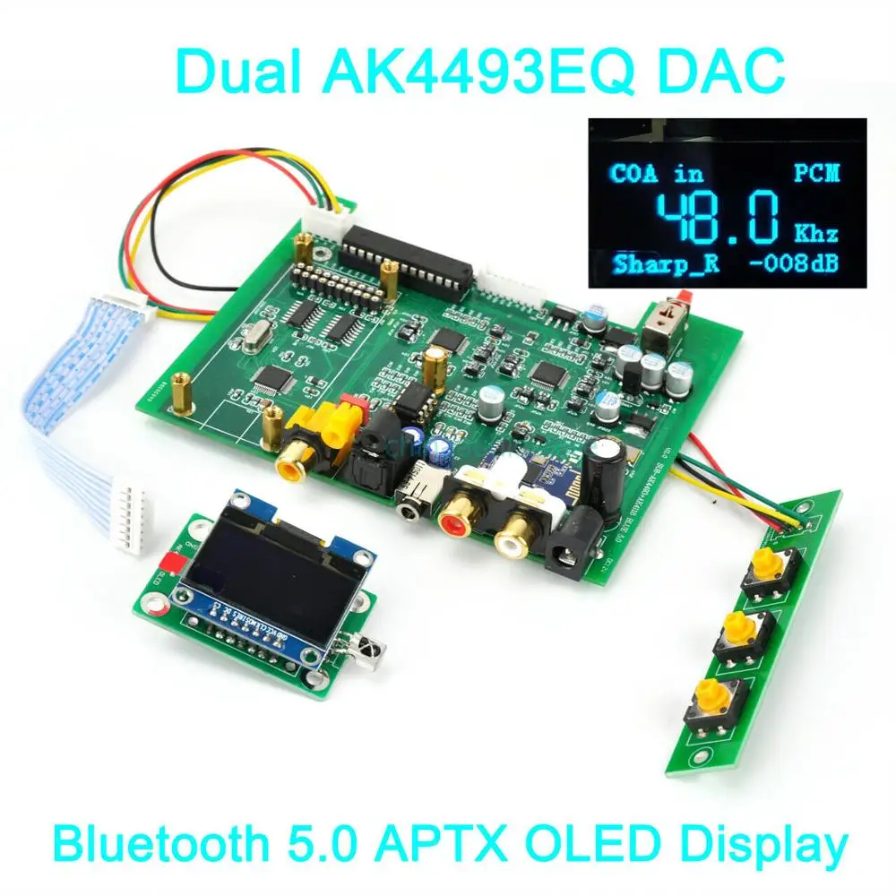 HIFI двойной AK4493EQ DSD DAC Bluetooth 5 0 беспроводной плеер AK4493 XMOS Amanero USB LME49720 OLED дисплей