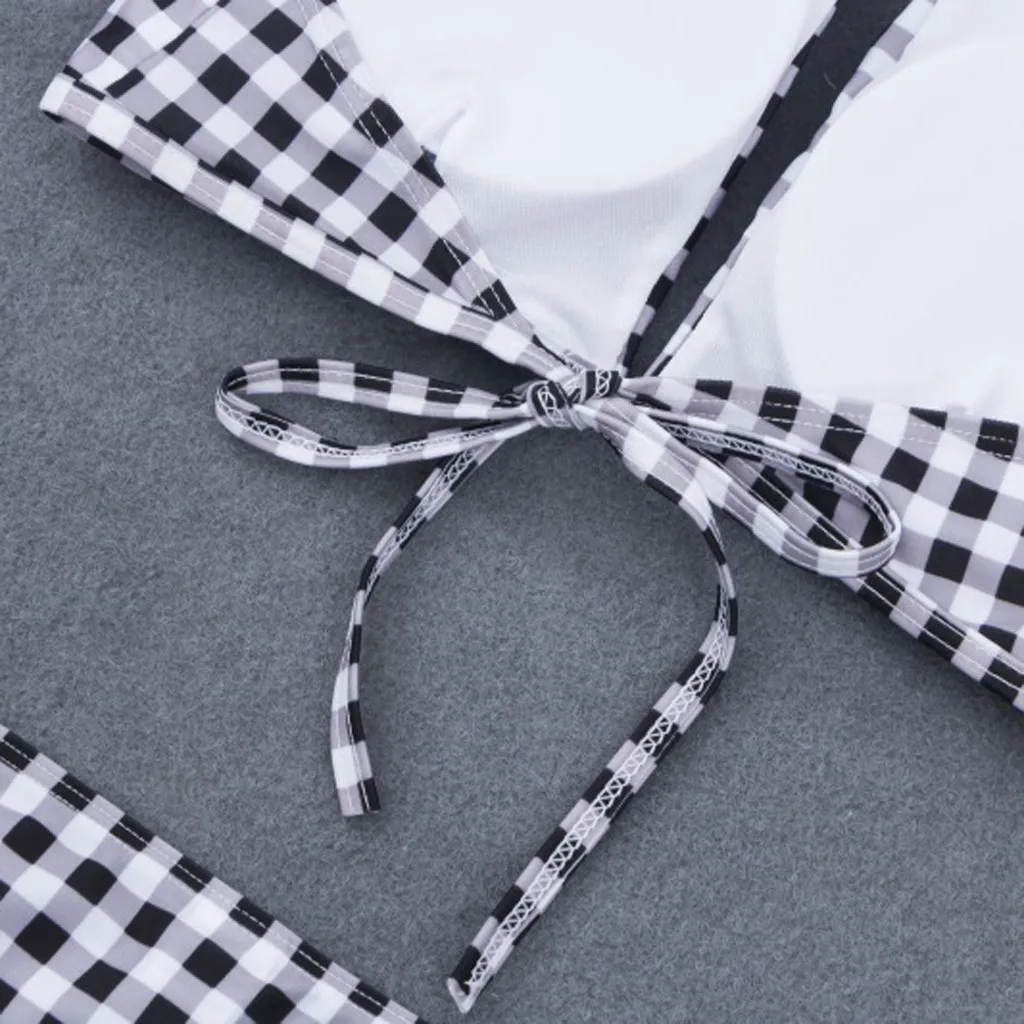 Женский комплект бикини с цветочным принтом пляжной одежды пуш ап бандажный