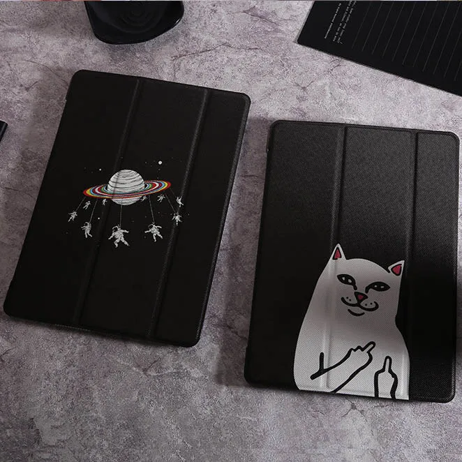 Мягкий чехол из искусственной кожи с мультяшным котом на заднюю панель для iPad 9 7