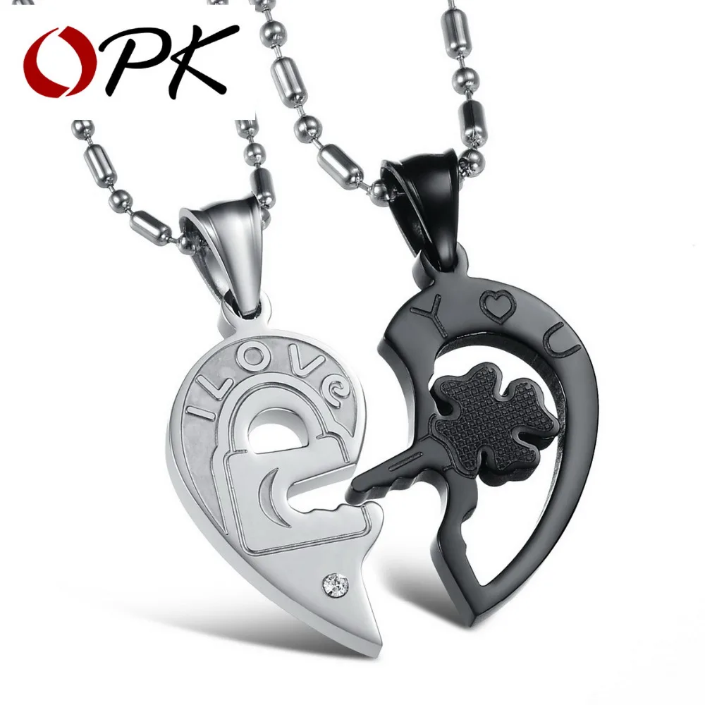 OPK Его и Ее подходящий набор ожерелье с открытым сердцем из титановой нержавеющей