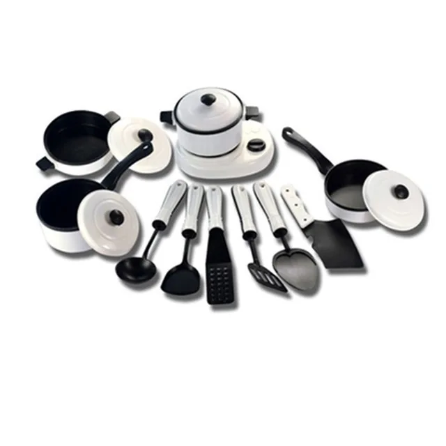11pcs White Детский кухонный набор, ролевые игры, кухонные принадлежности, развивающие игрушки для детей, искусственная посуда, горшки для приготовления пищи, Детские сковороды - Цвет: 11pcs White