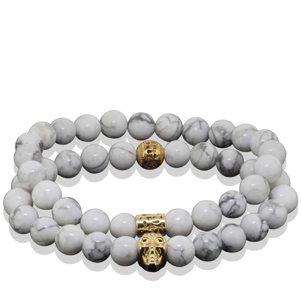 Браслет Будда из натурального камня Йога череп браслеты для мужчин и женщин