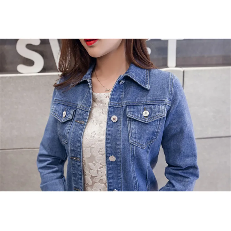 2019 New Spring Autumn Women Denim Jacket Slim Candy Color Jean Coat Students Long Sleeve Basic White Outerwear Short Tops SE438 | Женская
