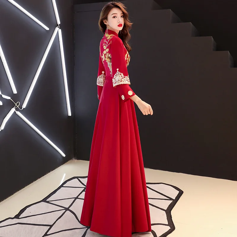 Китайское традиционное вышитое длинное платье Ципао Vestidos чонсам восточные