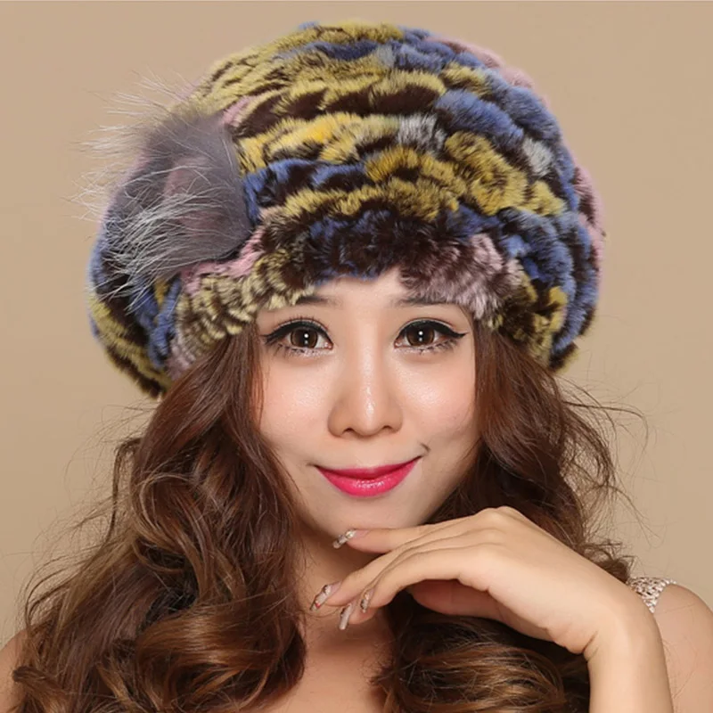 Winter Hat For Women Btouca gorro feminino inverno Boina Real Fur CapBoinas Feminina Knitted Russian Female Berets Hats | Аксессуары для
