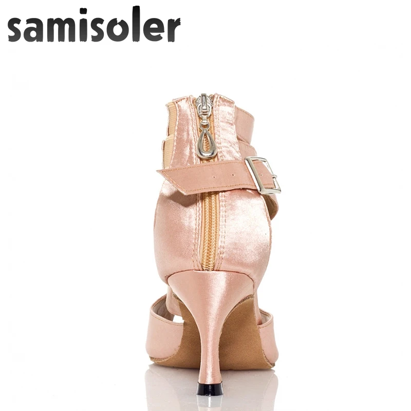 Женская обувь Samisoler из кожи и черной ткани с блестящими лентами для бальных