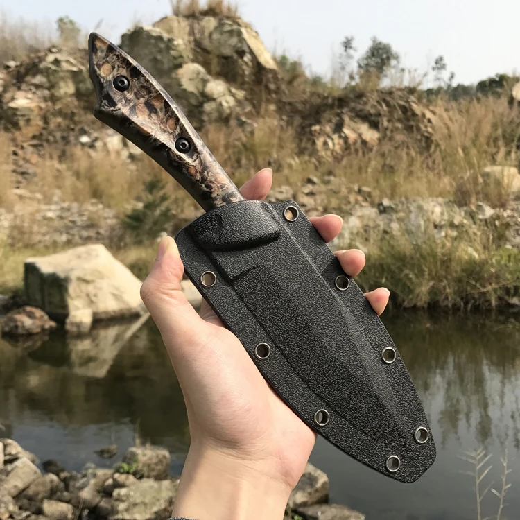 Нож кованый ручной работы высокопрочный охотничий клинок из стали 8CR15MOV 60 HRC для