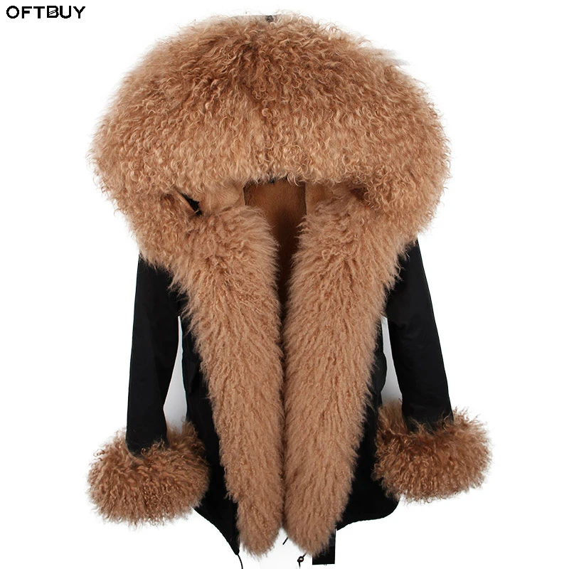 OFTBUY парка длинная синяя зимняя куртка пальто женское пальто с натуральным мехом парки с воротником из натурального меха енота теплая мягкая подкладка из искусственного меха