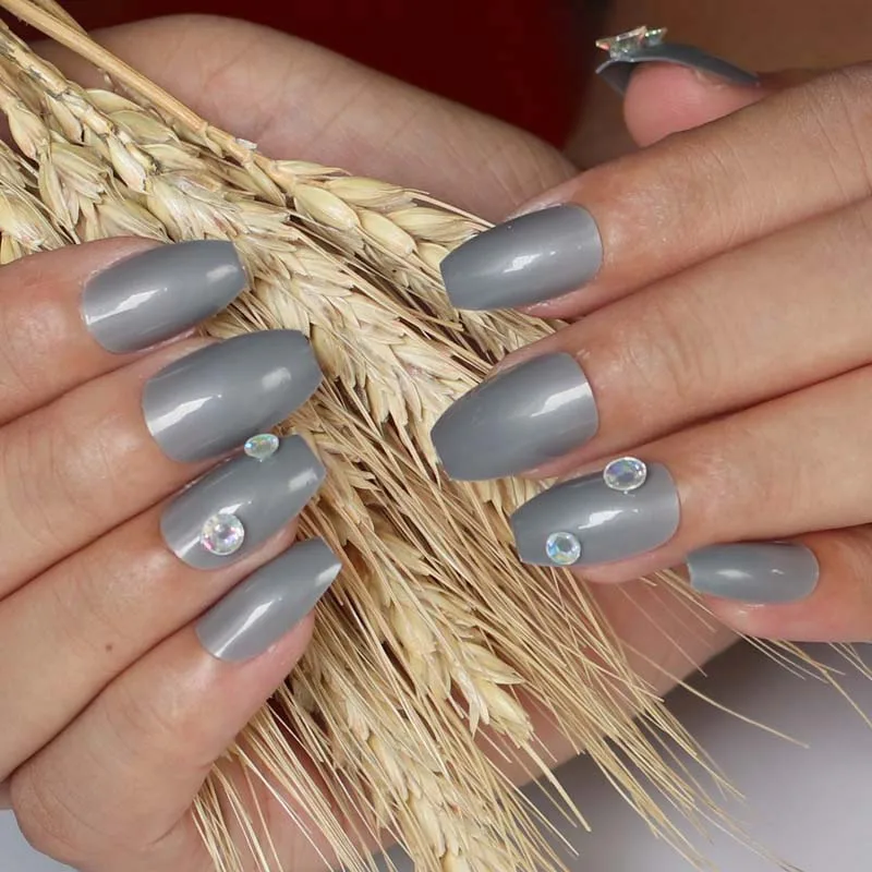 Новейшие накладные ногти полный гвоздь балерина 24 дизайна кристалл бриллианты