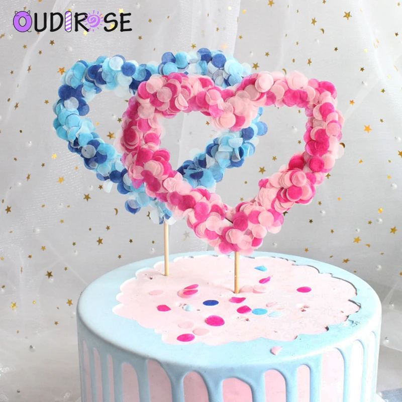 OUDIROSE 1 шт. розовый синий круглый конфетти Топпер для торта Love Baby Shower День рождения