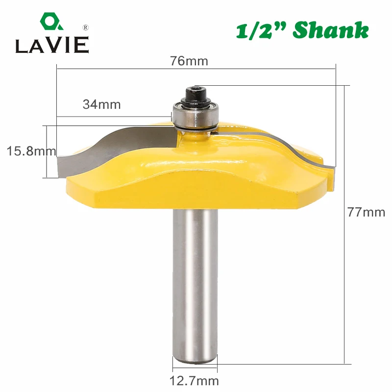 LAVIE 1pc 12MM 1/2" Shank Large Carbide Raised Panel Router Bit with Ogee Wood Door Router CNC Milling Tool Woodworking MC03148