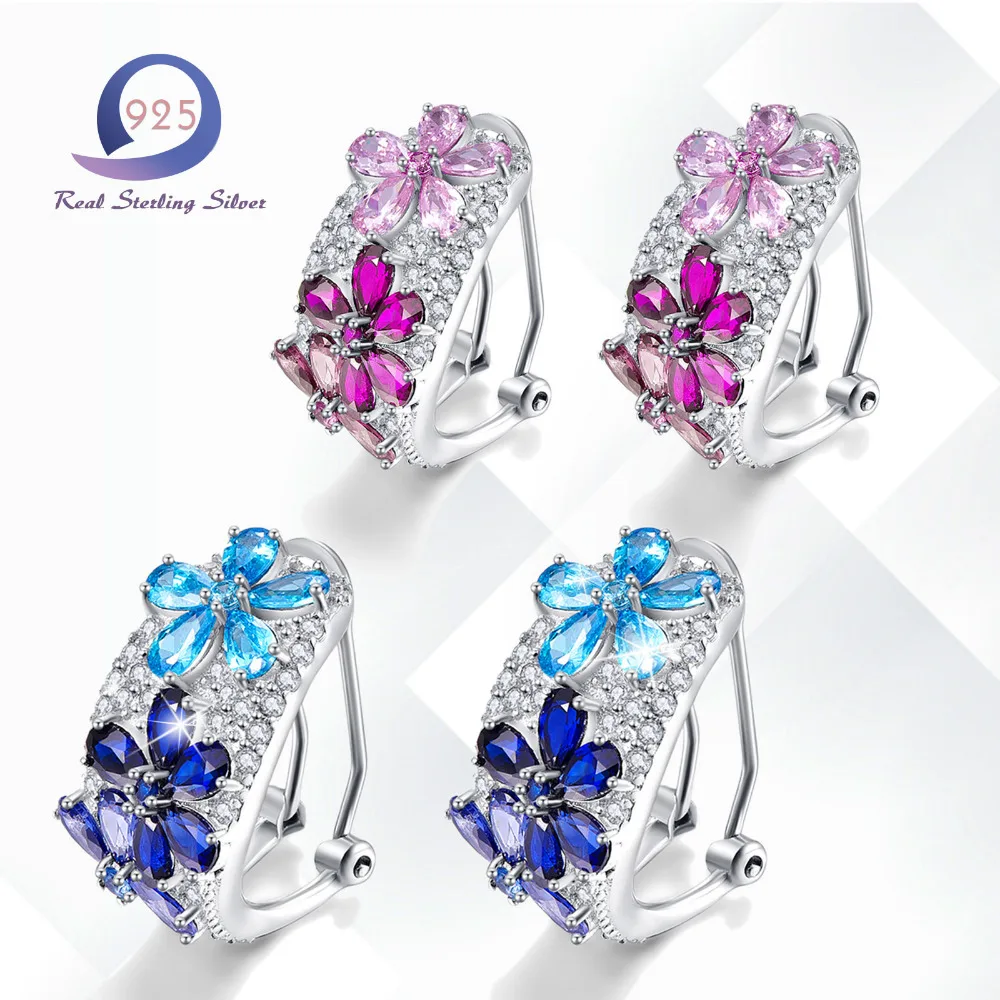 

Женские серьги из серебра 925 пробы с цветком карата